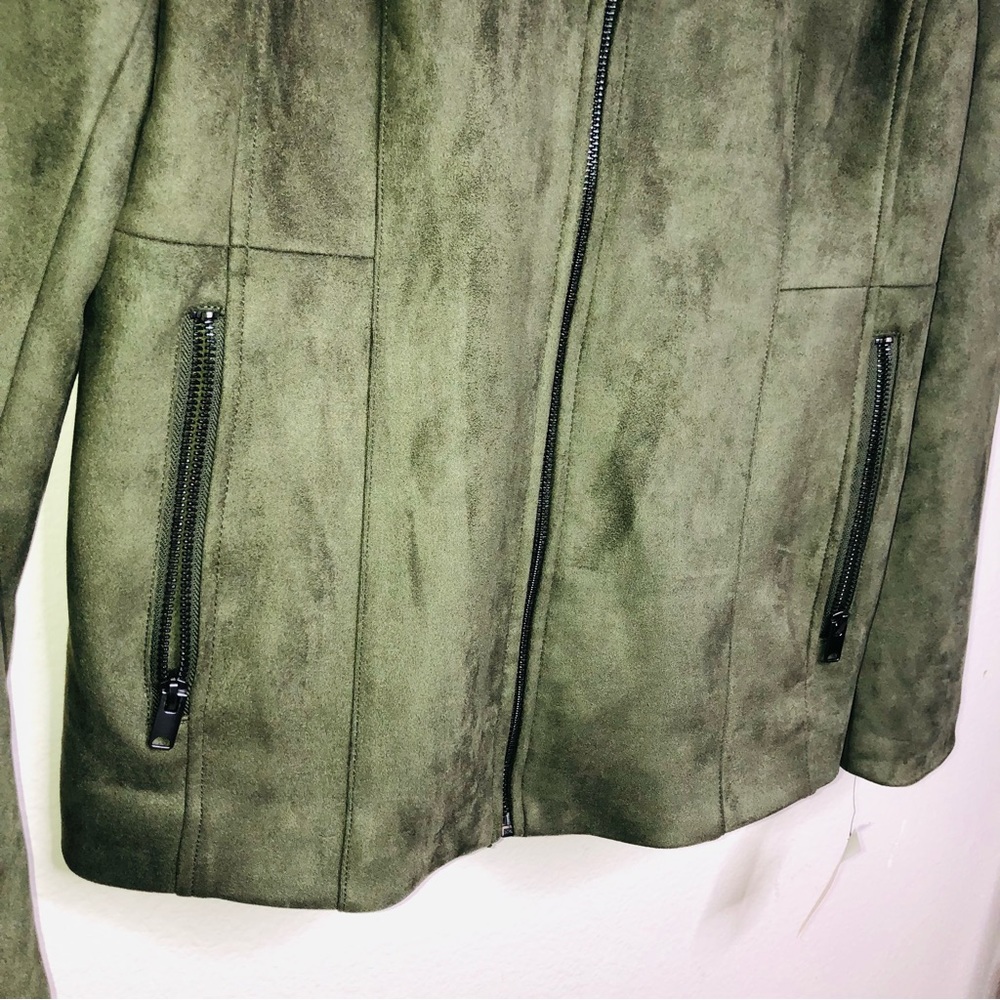NWT Marc New York Olive Suede Front Zip Jacket, Size M - Picture 2 of 7